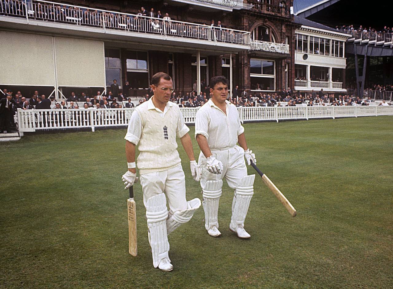 Colin Milburn and Geoff Boycott walk out to bat, England v West Indies, Lord's, 2nd day, June 17, 1966