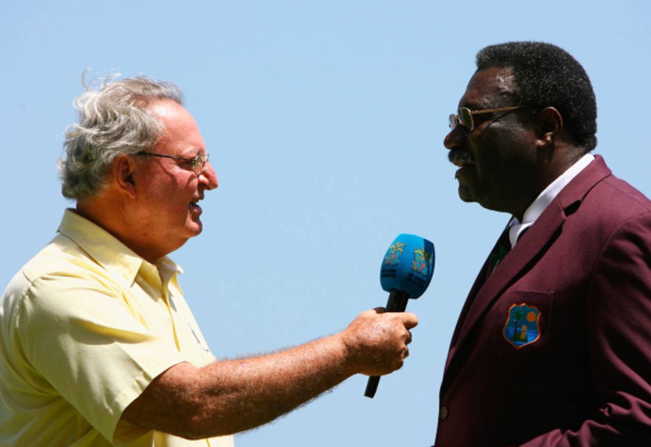 Good-natured and genial: Tony Cozier interviewing Clive Lloyd in 2007&nbsp;&nbsp;&bull;&nbsp;&nbsp;TomShaw/Getty Images