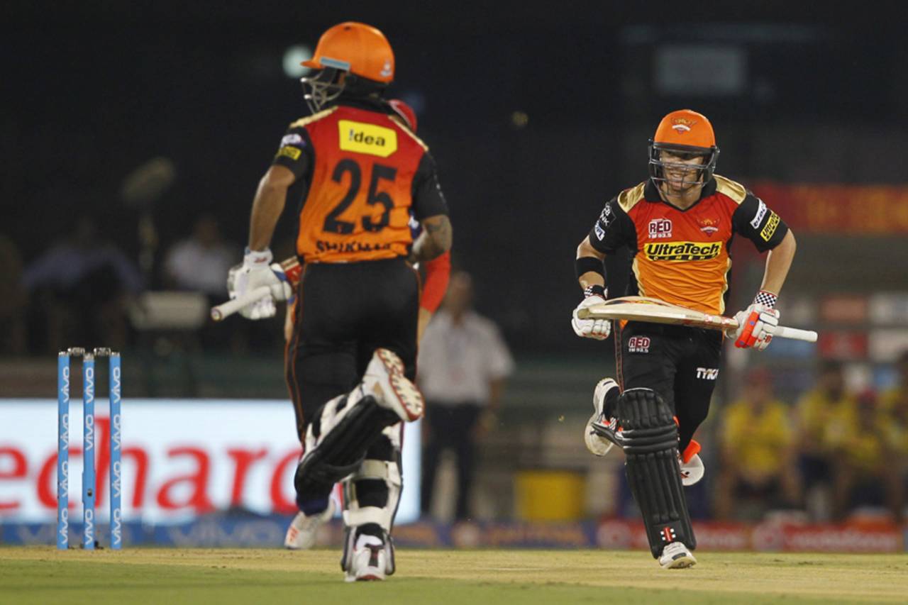 Sunrisers Hyderabad openers David Warner and Shikhar Dhawan got the innings off to a solid start with a 46-run partnership&nbsp;&nbsp;&bull;&nbsp;&nbsp;BCCI