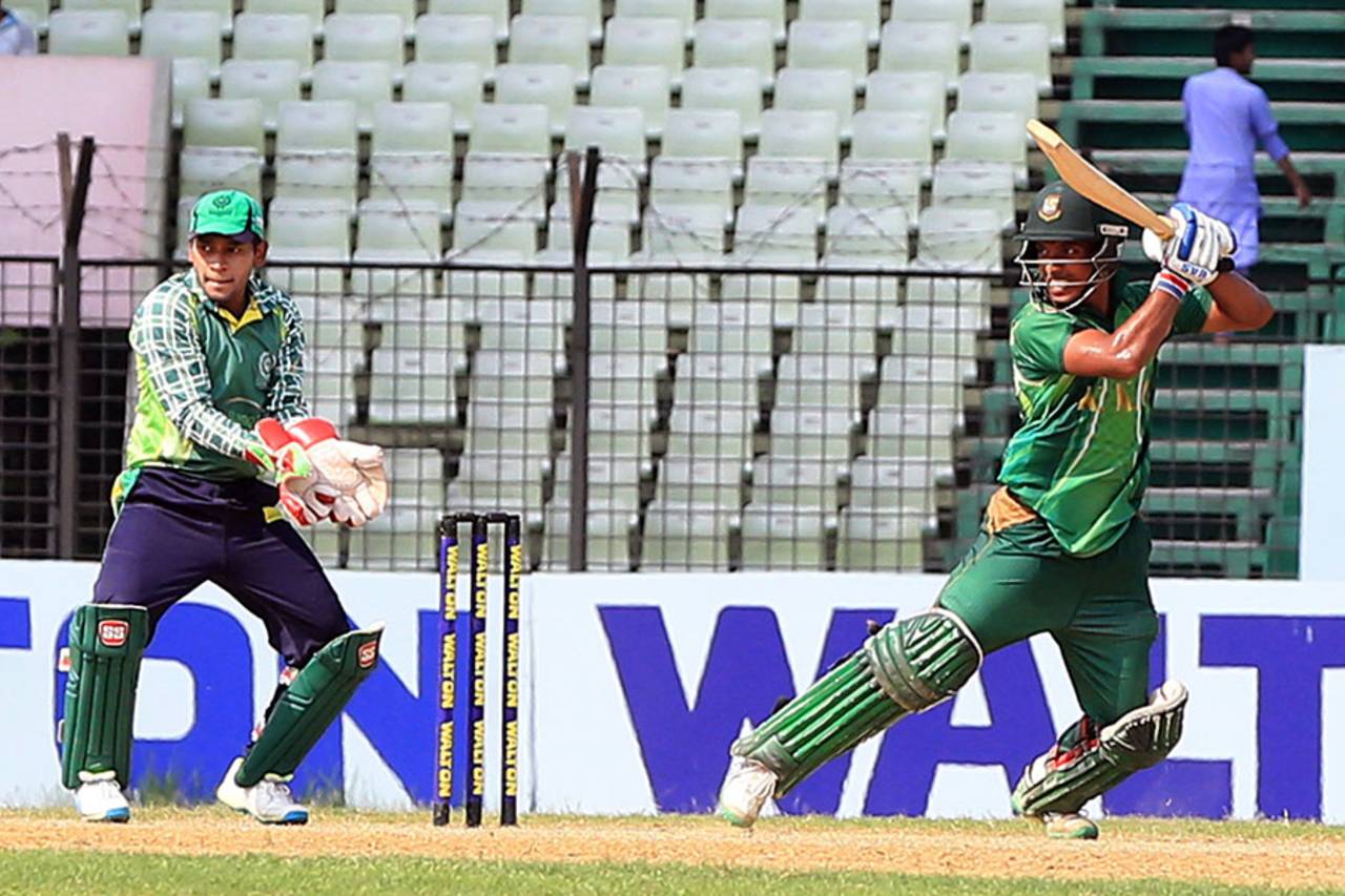 Tasamul Haque struck eight fours and two sixes in his unbeaten 126&nbsp;&nbsp;&bull;&nbsp;&nbsp;Raton Gomes/BCB