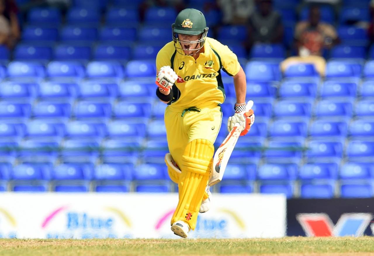 David Warner struck his first ODI century outside Australia before hurting his left index finger in the chase&nbsp;&nbsp;&bull;&nbsp;&nbsp;AFP