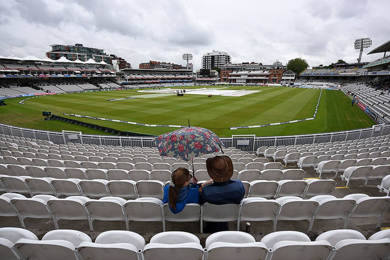 Persistent rain caused the morning session at Lord's to be washed out, England v Sri Lanka, 3rd Investec Test, Lord's, 5th day, June 13, 2016