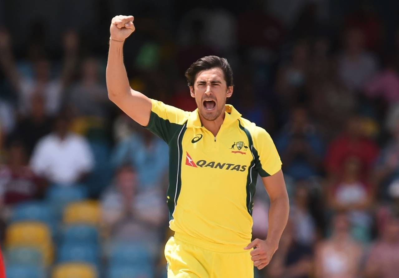 Mitchell Starc dismissed Johnson Charles and Andre Fletcher in a fiery first spell that read 5-1-17-2, after Steven Smith opted to bowl&nbsp;&nbsp;&bull;&nbsp;&nbsp;AFP