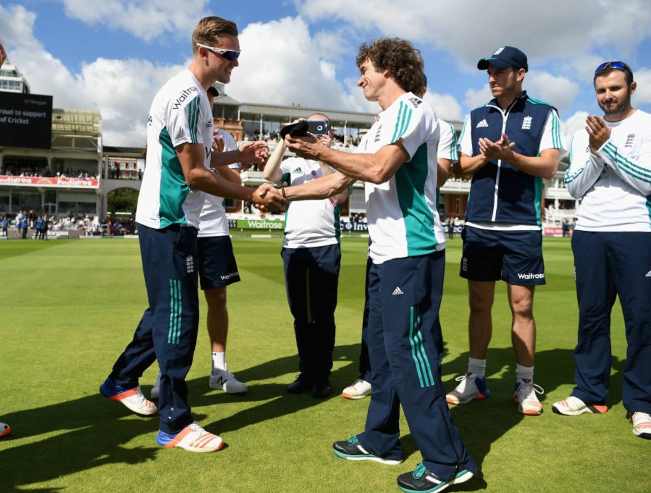 Jake Ball received his Test cap from uncle and former England wicketkeeper Bruce French, England v Pakistan, 1st Investec Test, Lord's, 1st day, July 14, 2016