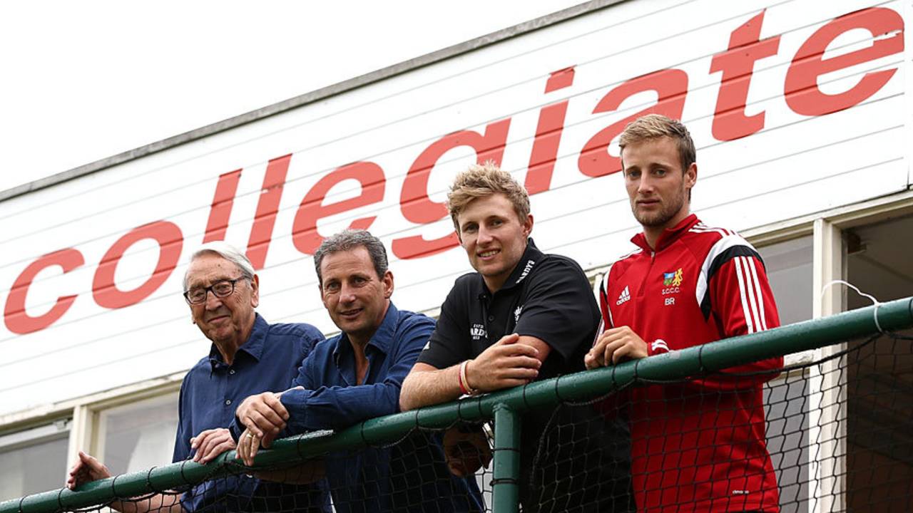 Joe Root with his grandfather Don, father Matt and brother Billy at Sheffield Collegiate CC&nbsp;&nbsp;&bull;&nbsp;&nbsp;Getty Images