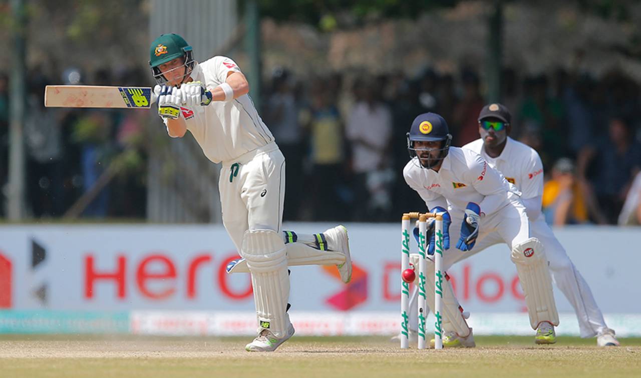 Steven Smith steers the ball on to the leg side, Sri Lanka v Australia, 2nd Test, Galle, 3rd day, August 6, 2016