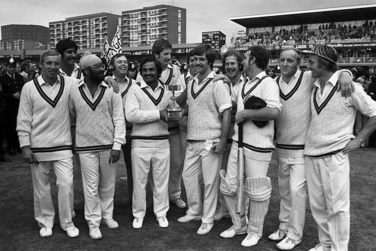 Northamptonshire players celebrate their Gillette Cup title win, Lancashire v Northamptonshire, Gillette Cup, Final, Lord's, September 4, 1976