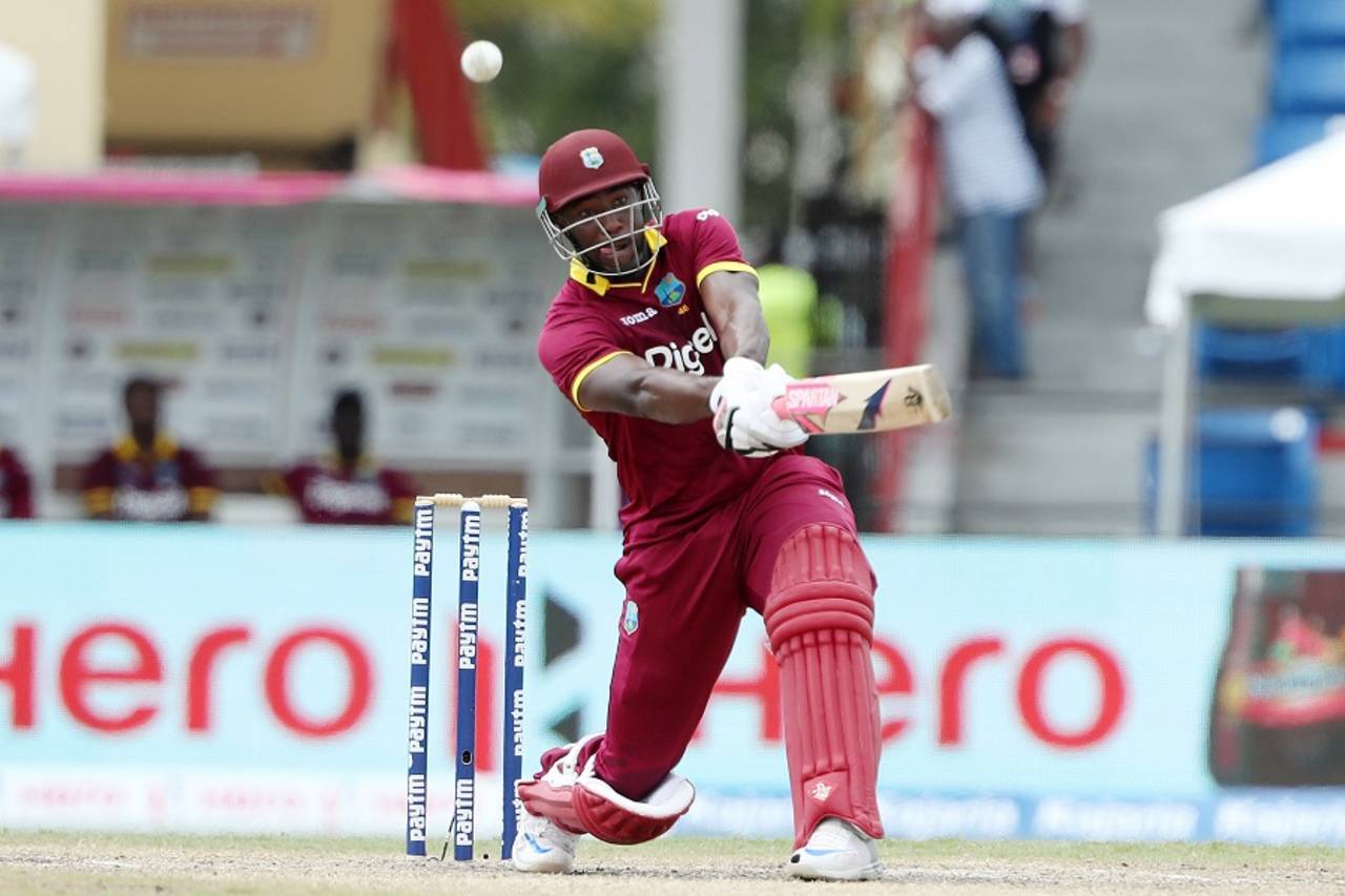 Andre Russell miscued one to long-off, India v West Indies, 2nd T20I, Florida, August 28, 2016