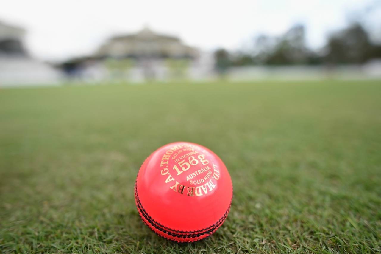The pink ball being used for the first unofficial Test, Australia A v India A, 1st unofficial Test, 2nd day, Brisbane, September 9, 2016