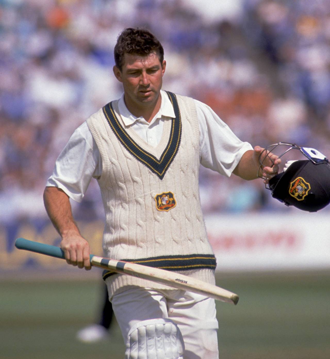 Geoff Marsh walks off after being dismissed, England v Australia, fifth Test, day two, Trent Bridge, August 11, 1989