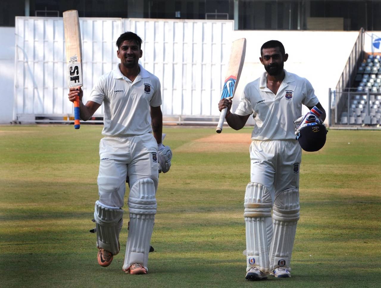 Earlier this season, Ankit Bawne (right) was involved in the second-highest first-class partnership of all time, with his captain Swapnil Gugale&nbsp;&nbsp;&bull;&nbsp;&nbsp;Prakash Parsekar