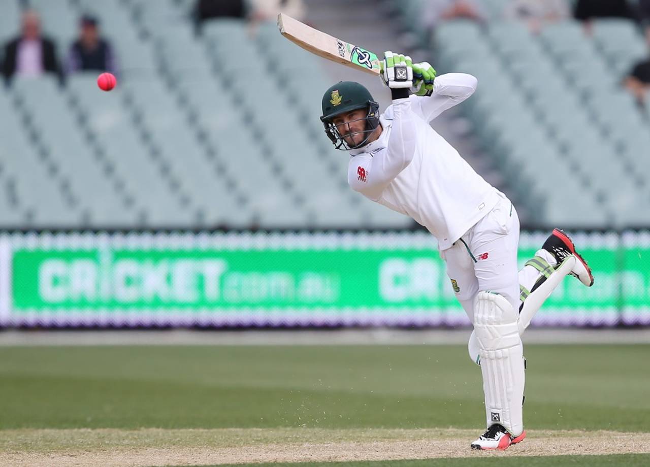 Faf du Plessis attacks the pink ball, Cricket Australia XI v South Africa, Adelaide, 1st day, October 22, 2016