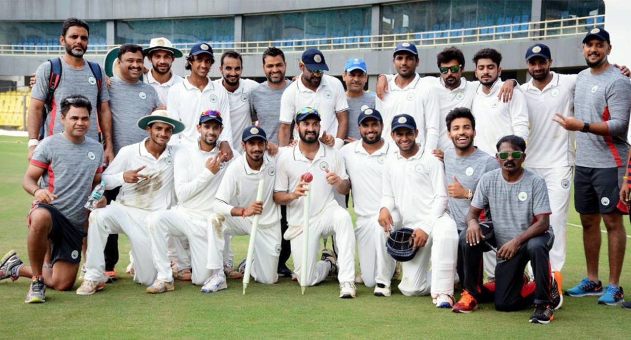 The Haryana players pose for a team photo after their victory over Chhattisgarh&nbsp;&nbsp;&bull;&nbsp;&nbsp;PTI 