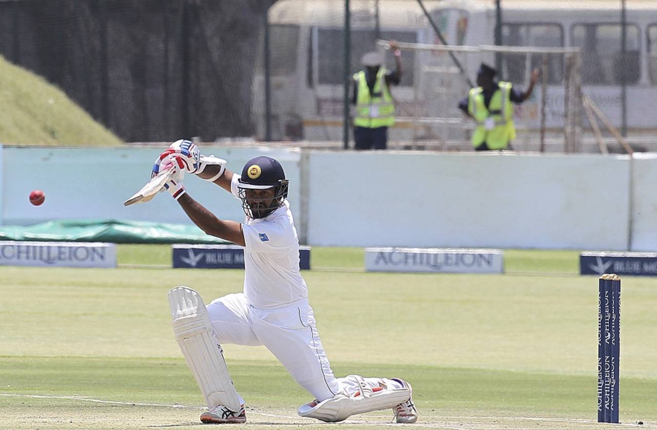 Resuming on 5 for 0, Dimuth Karunaratne lost fellow opener Kaushal Silva in the seventh over of the day&nbsp;&nbsp;&bull;&nbsp;&nbsp;Associated Press