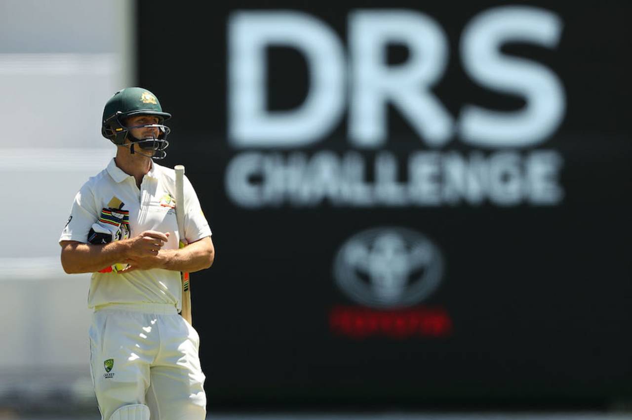 Mitchell Marsh was given out after South Africa reviewed an lbw decision, Australia v South Africa, 1st Test, Perth, 5th day, November 7, 2016