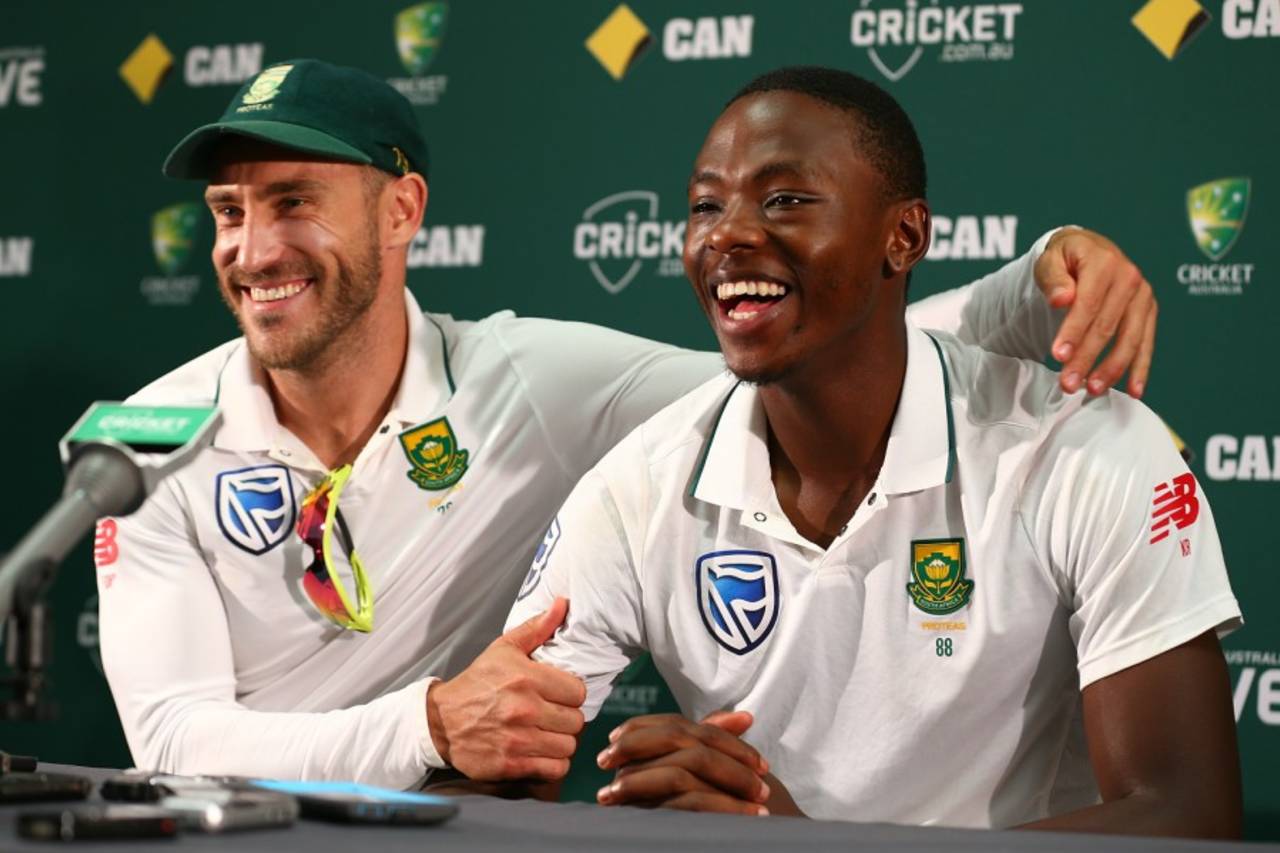 Faf du Plessis and Kagiso Rabada's love extended into the press conference, Australia v South Africa, 1st Test, Perth, 5th day, November 7, 2016