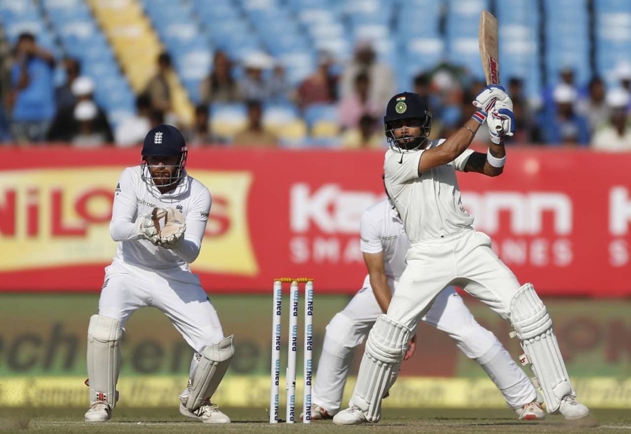Virat Kohli cuts with authority, India v England, 1st Test, Rajkot, 5th day, November 13, 2016
