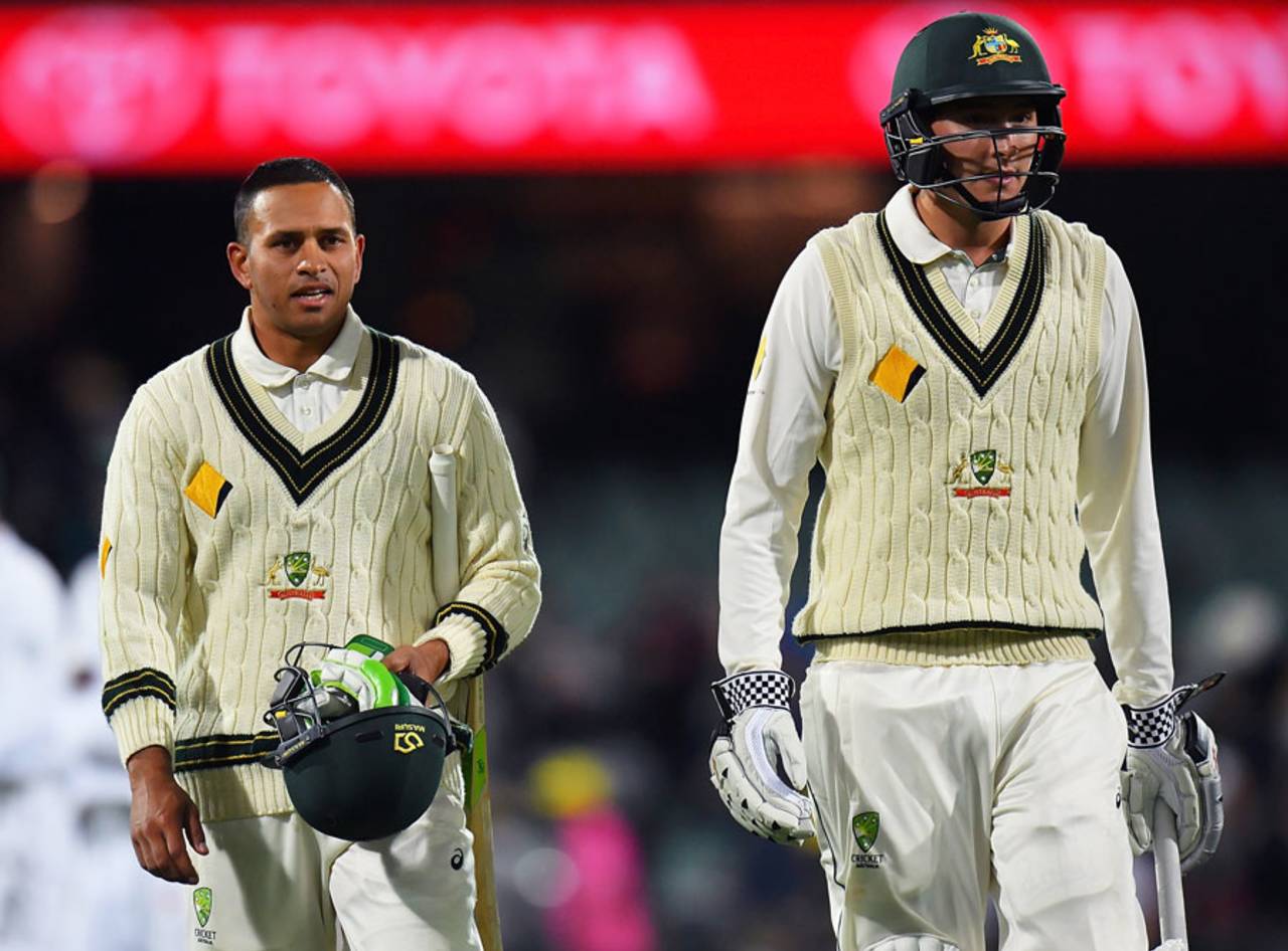 Usman Khawaja opened the batting in David Warner's absence, Australia v South Africa, 3rd Test, Adelaide, 1st day, November 24, 2016