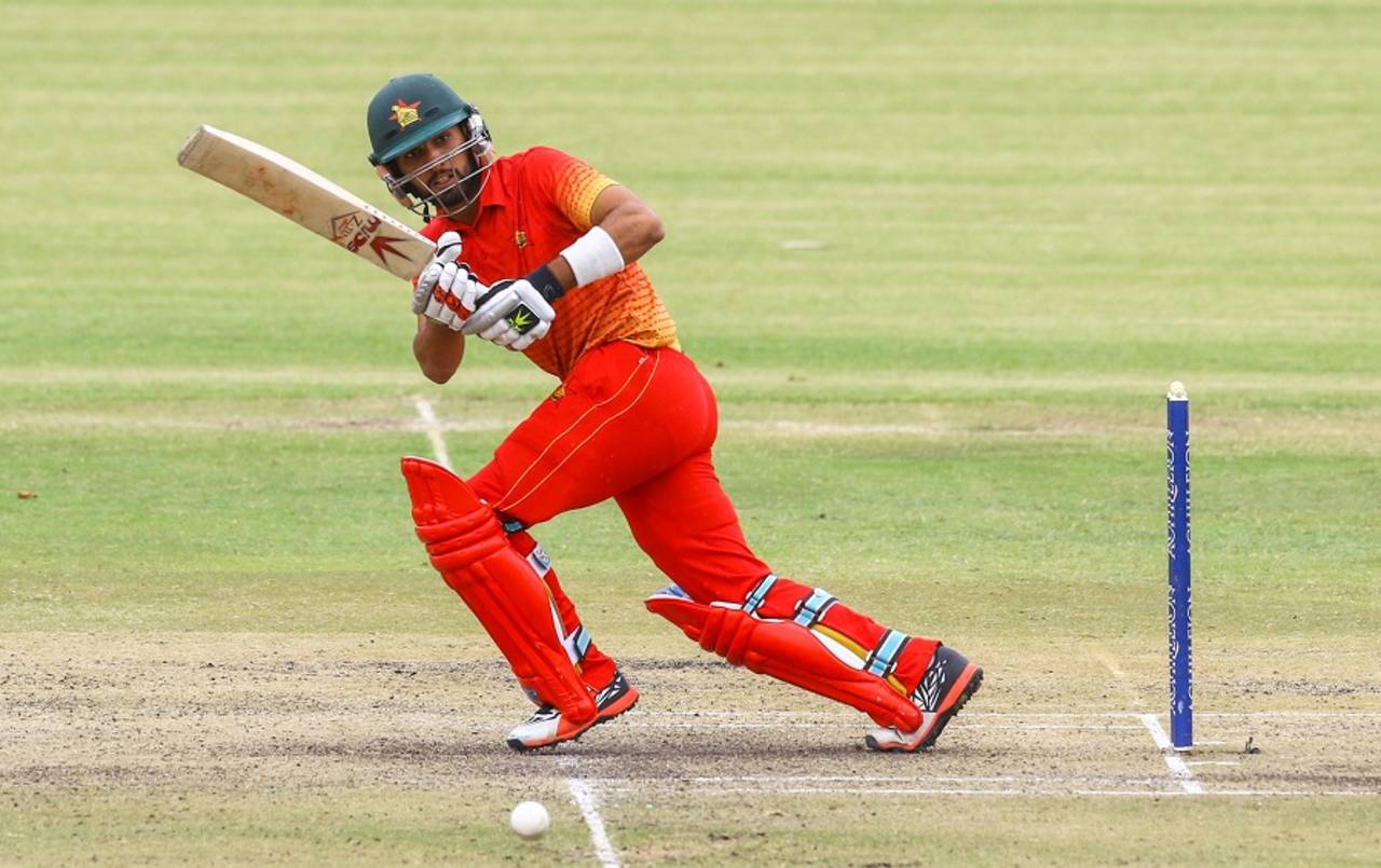 Sikandar Raza clips one to the leg side, Zimbabwe v West Indies, tri-series, Bulawayo, November 25, 2016
