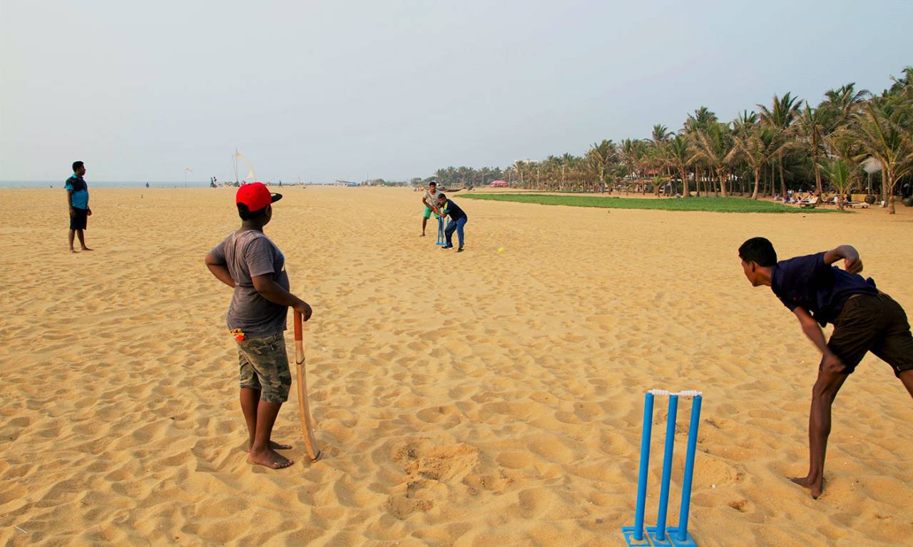 Beach cricket in Negombo, Sri Lanka, November 11, 2016