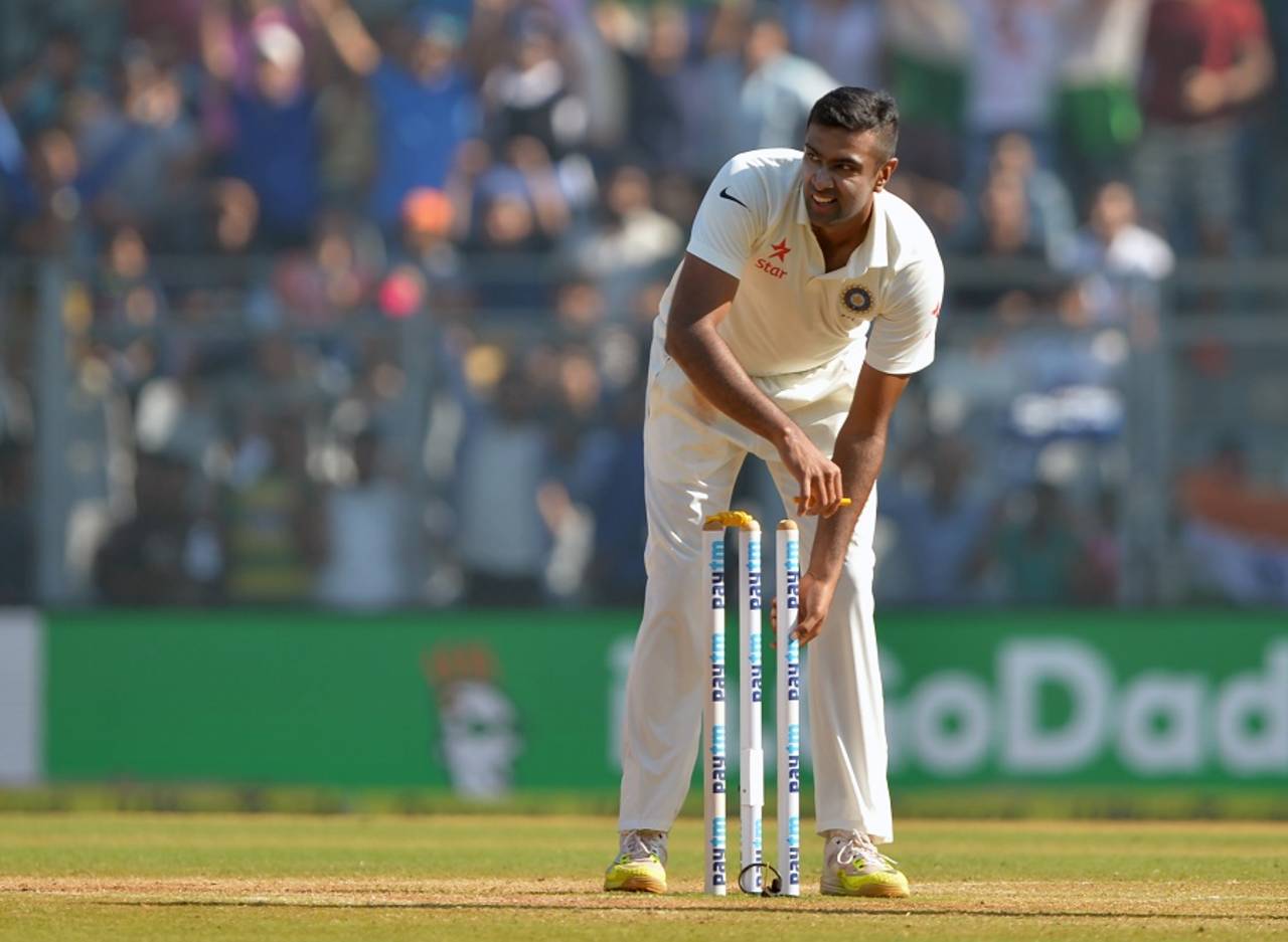 Not only has Ashwin taken scads of wickets and made oodles of runs this year, he also has demonstrated a fetchingly refined souvenir-stump-acquisition technique&nbsp;&nbsp;&bull;&nbsp;&nbsp;AFP