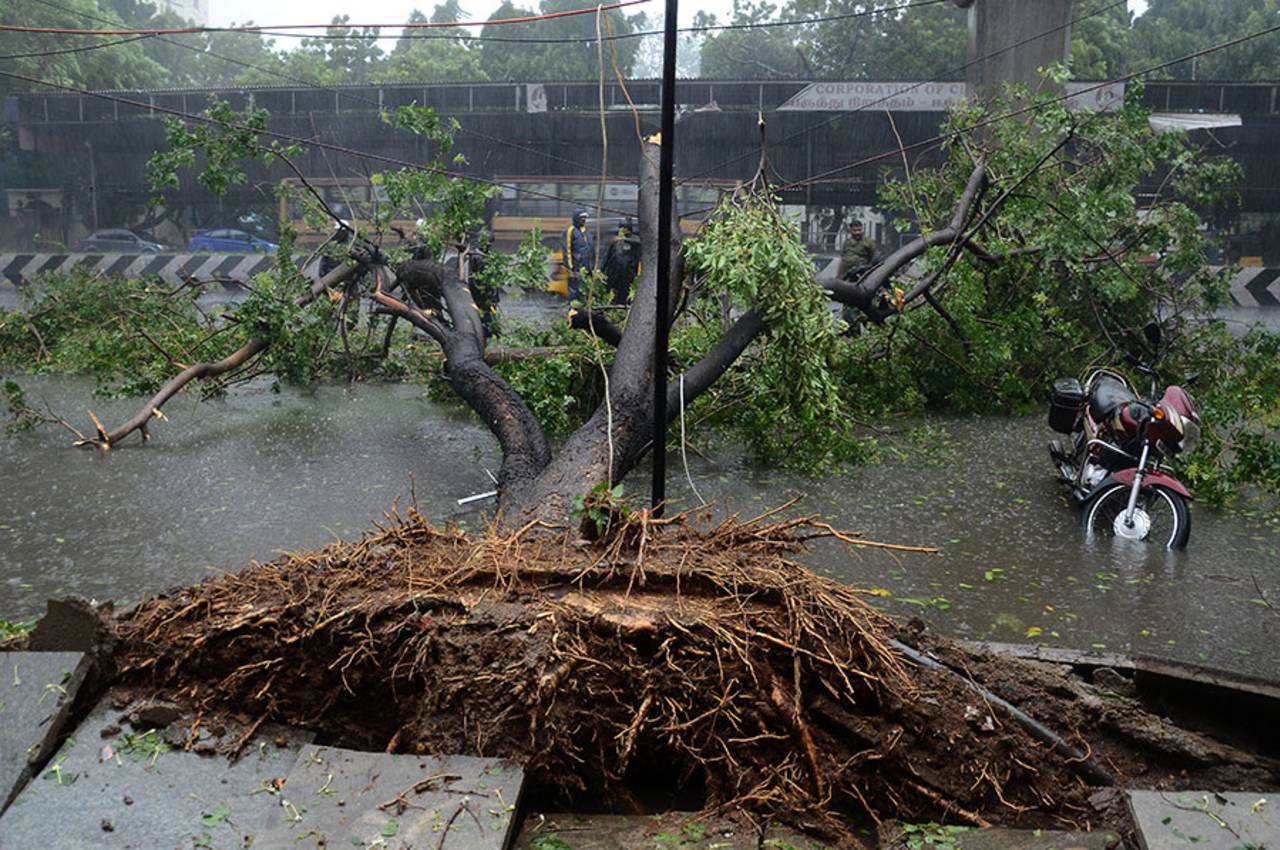 Cyclone Vardah swept through Chennai on Monday, four days before it was set to host the fifth Test between India and England&nbsp;&nbsp;&bull;&nbsp;&nbsp;AFP