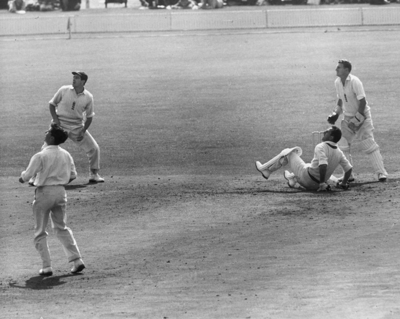 O'Linn loses his footing while batting in the fourth Test, at Old Trafford&nbsp;&nbsp;&bull;&nbsp;&nbsp;Getty Images