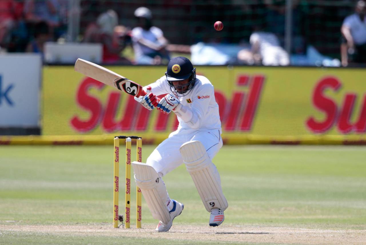 Dhananjaya de Silva ducks under a bouncer, South Africa v Sri Lanka, 1st Test, Port Elizabeth, 2nd day, December 27, 2016