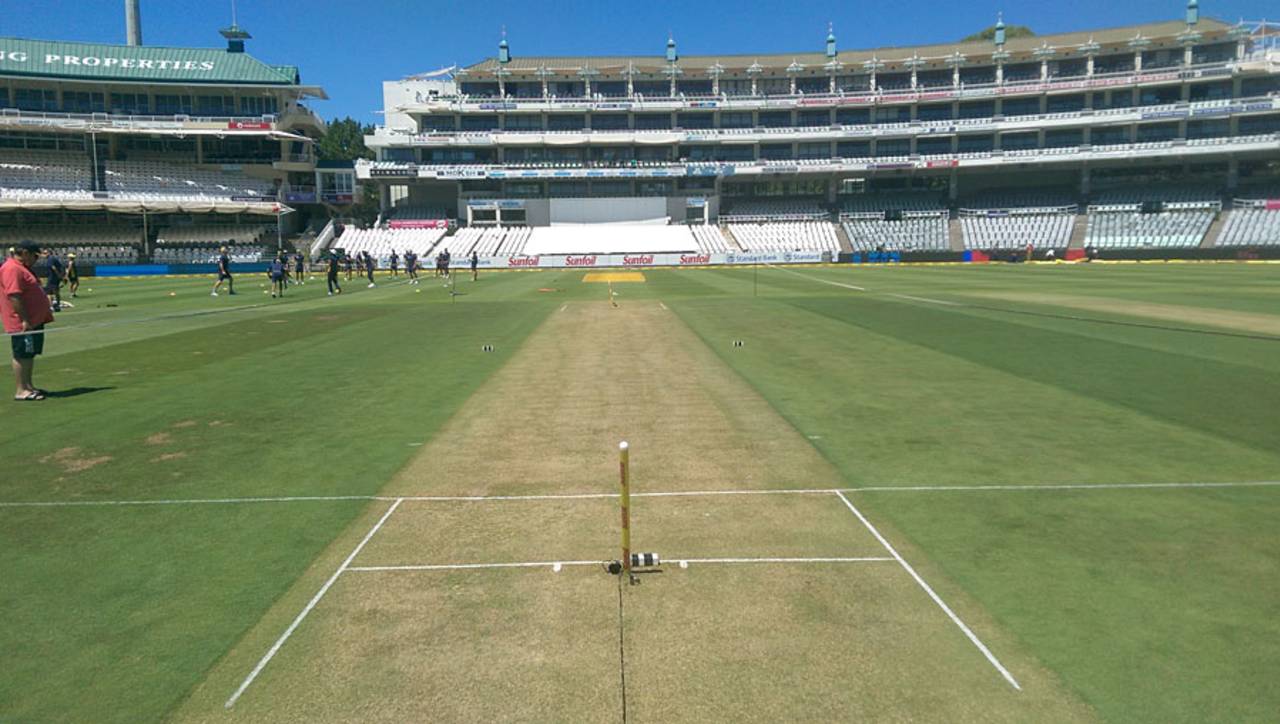There was a significant covering of grass on the Newlands wicket the day before the Test, Cape Town, January 1, 2017