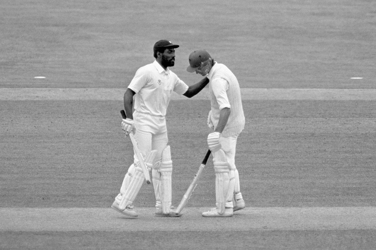 Richards and Roebuck at the wicket in a county game. Roebuck reveals he lived in fear of Richards' temper&nbsp;&nbsp;&bull;&nbsp;&nbsp;Getty Images