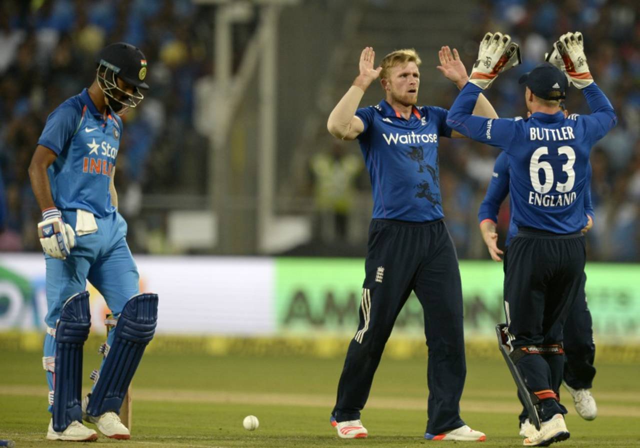 David Willey removed India's openers in successive overs India v England, 1st ODI, Pune, January 15, 2017