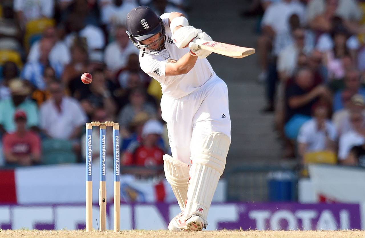 Jonathan Trott is trapped leg before by Jerome Taylor with a new ball that swung in unexpectedly&nbsp;&nbsp;&bull;&nbsp;&nbsp;Getty Images