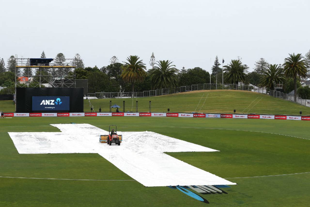 Early morning showers delayed start of play at McLean Park, New Zealand v Australia, 2nd ODI, Napier, February 2, 2017