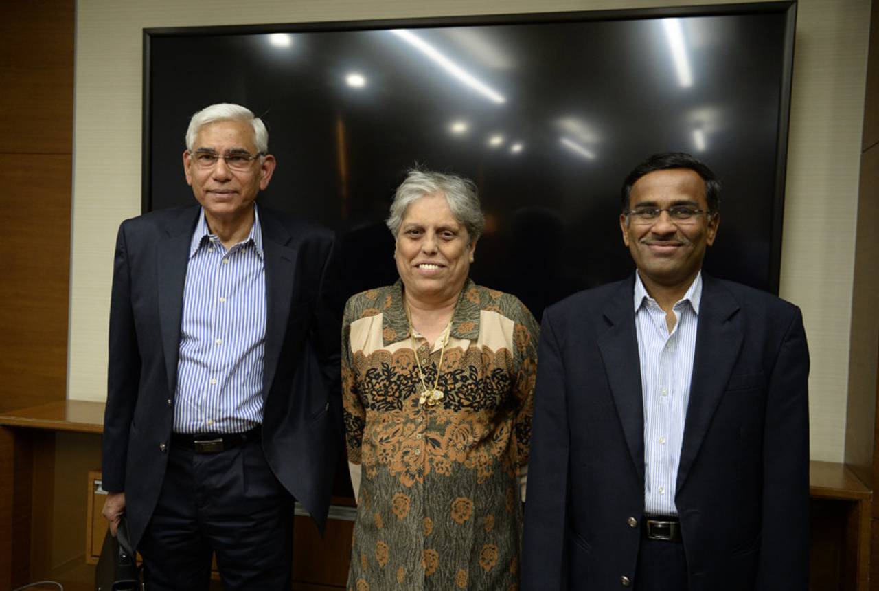 From left: Vinod Rai, Diana Edulji and Vikram Limaye, the BCCI administrative panel appointed by the Supreme Court, Mumbai, January 31, 2017