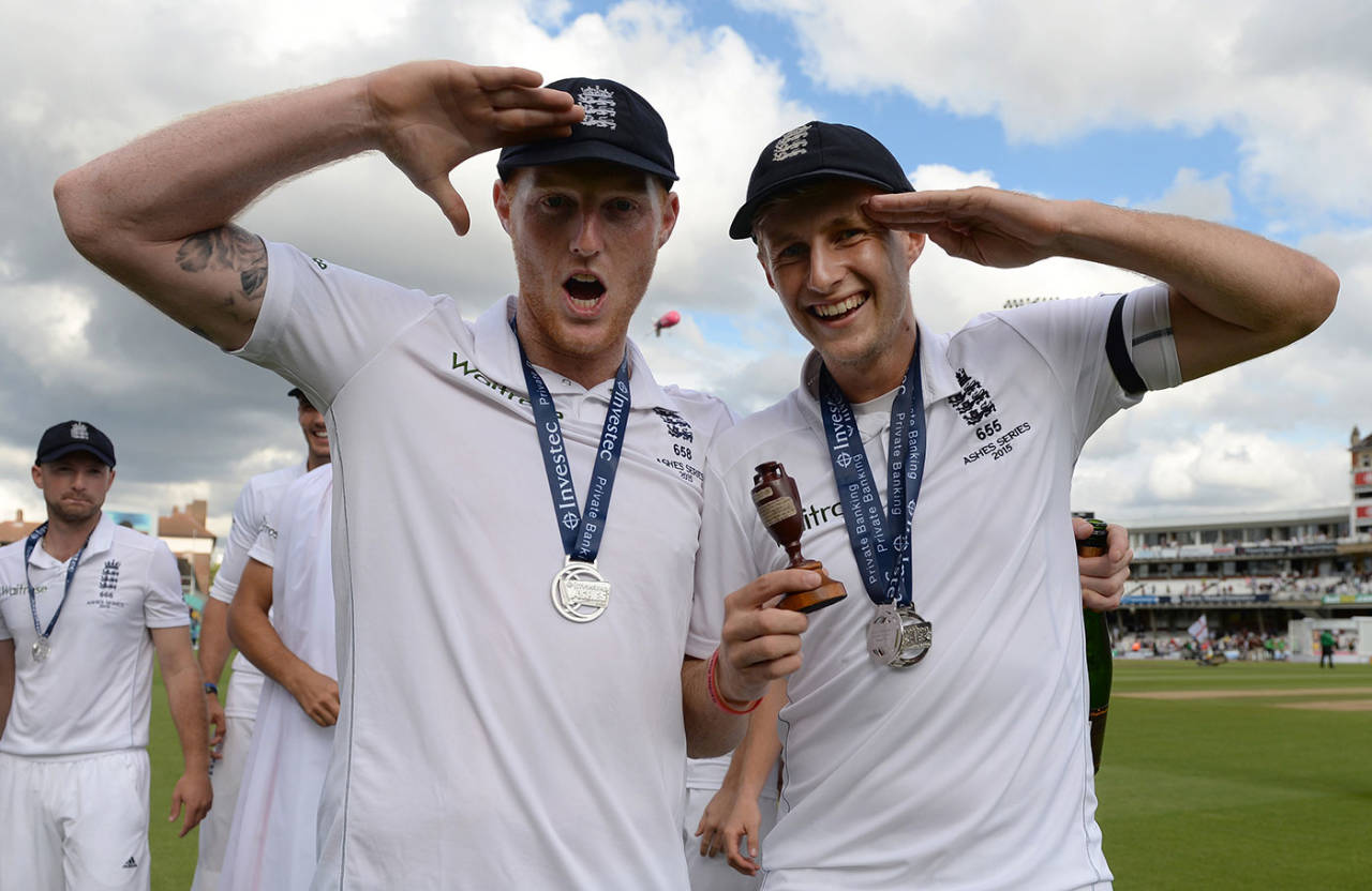 Ben Stokes and Joe Root effect a salute