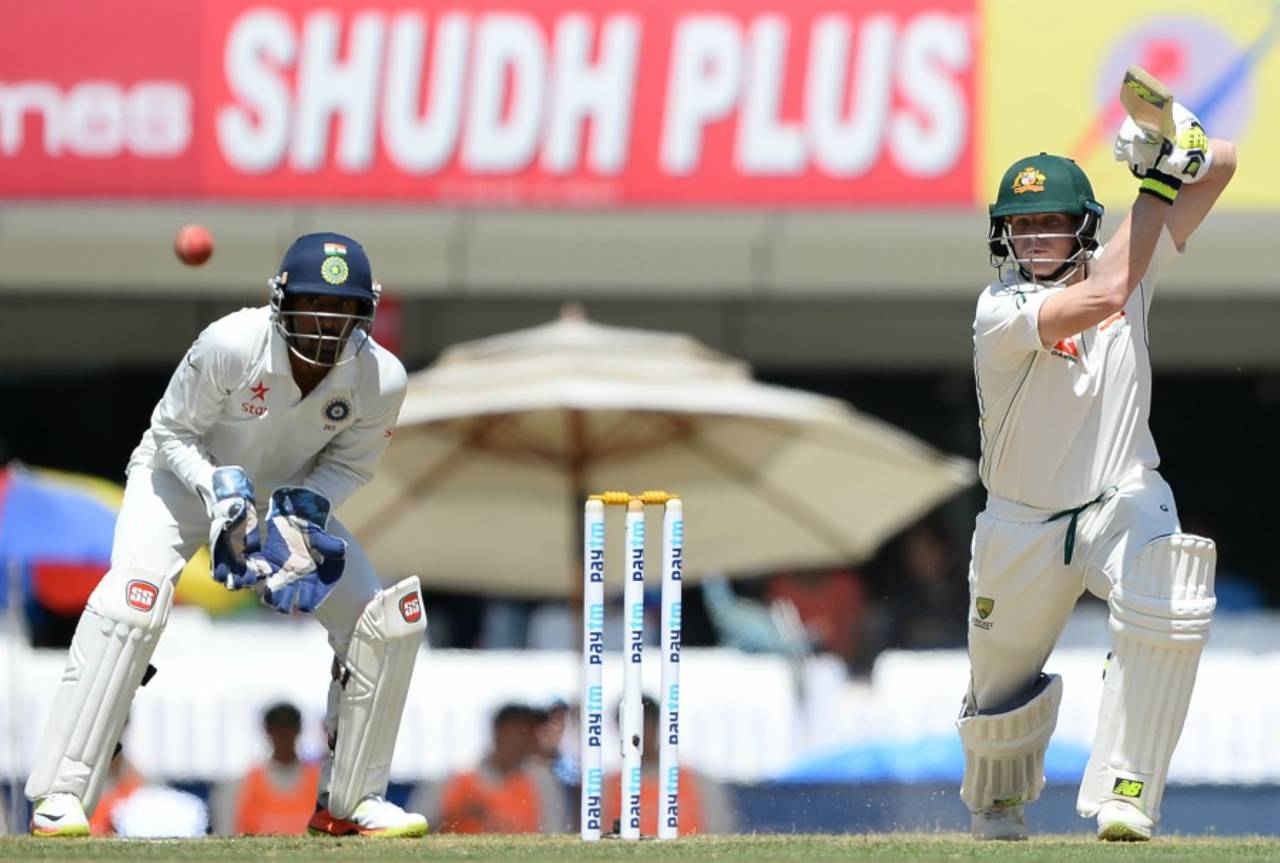 Steven Smith went past 5000 Test runs during the first innings, India v Australia, 3rd Test, Ranchi, 1st day, March 16, 2017
