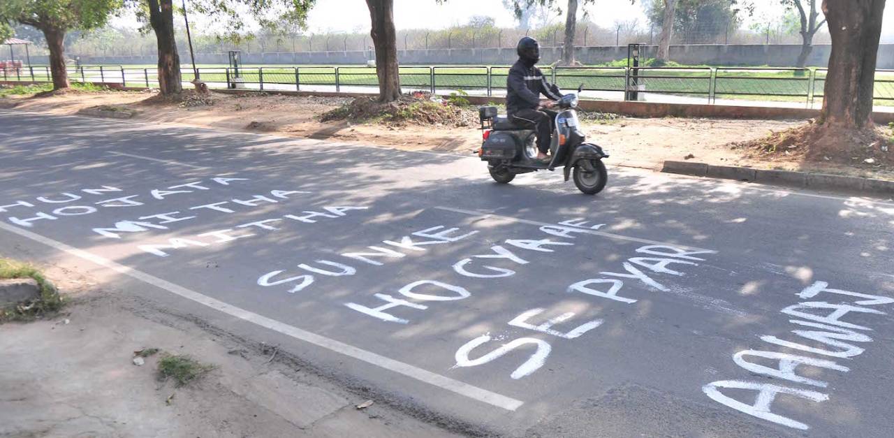 Chandigarh's wide roads are great for driving and proclamations of love 
