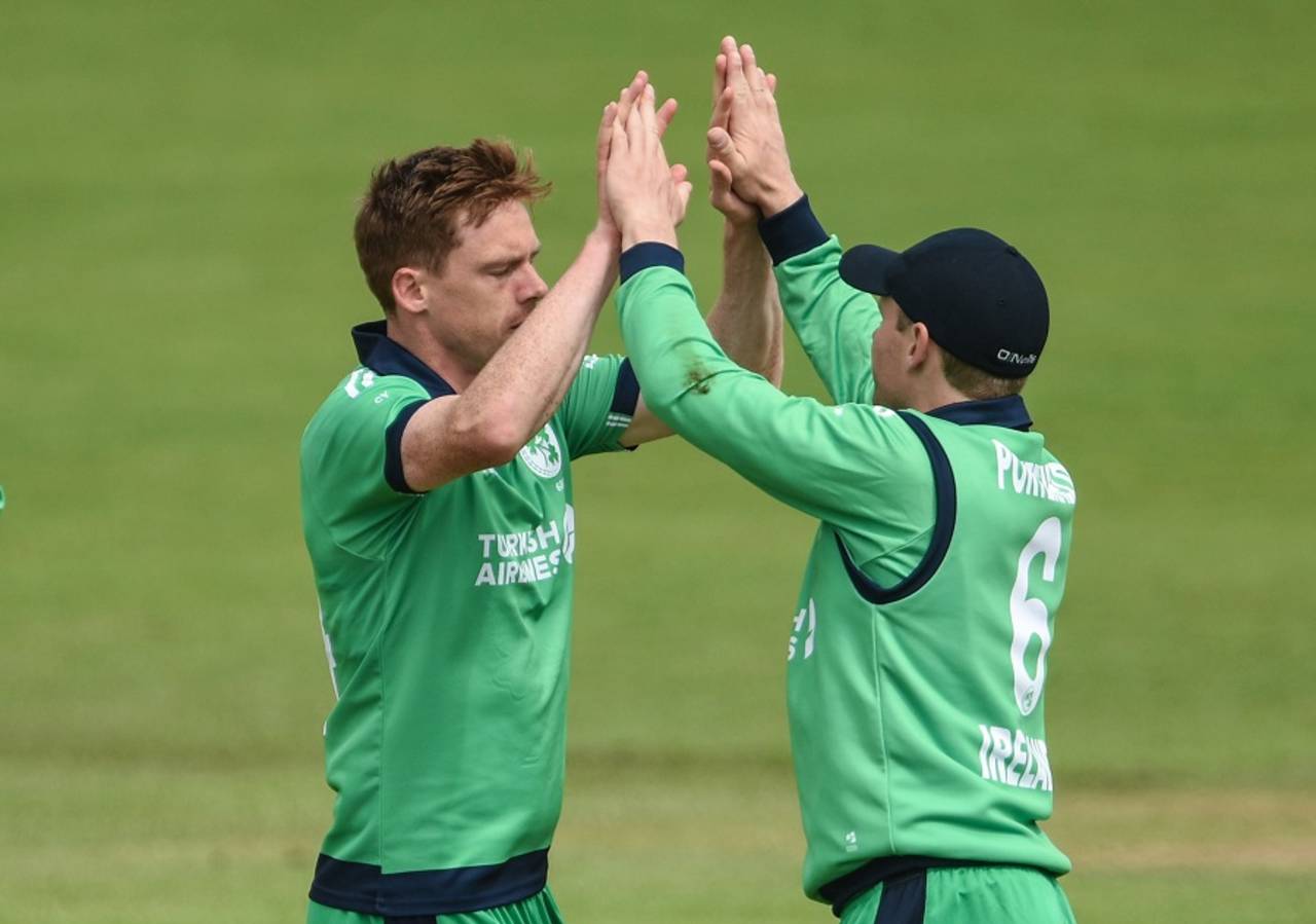 Craig Young celebrates a wicket, Ireland v New Zealand, Malahide, 5th ODI, May 21, 2017