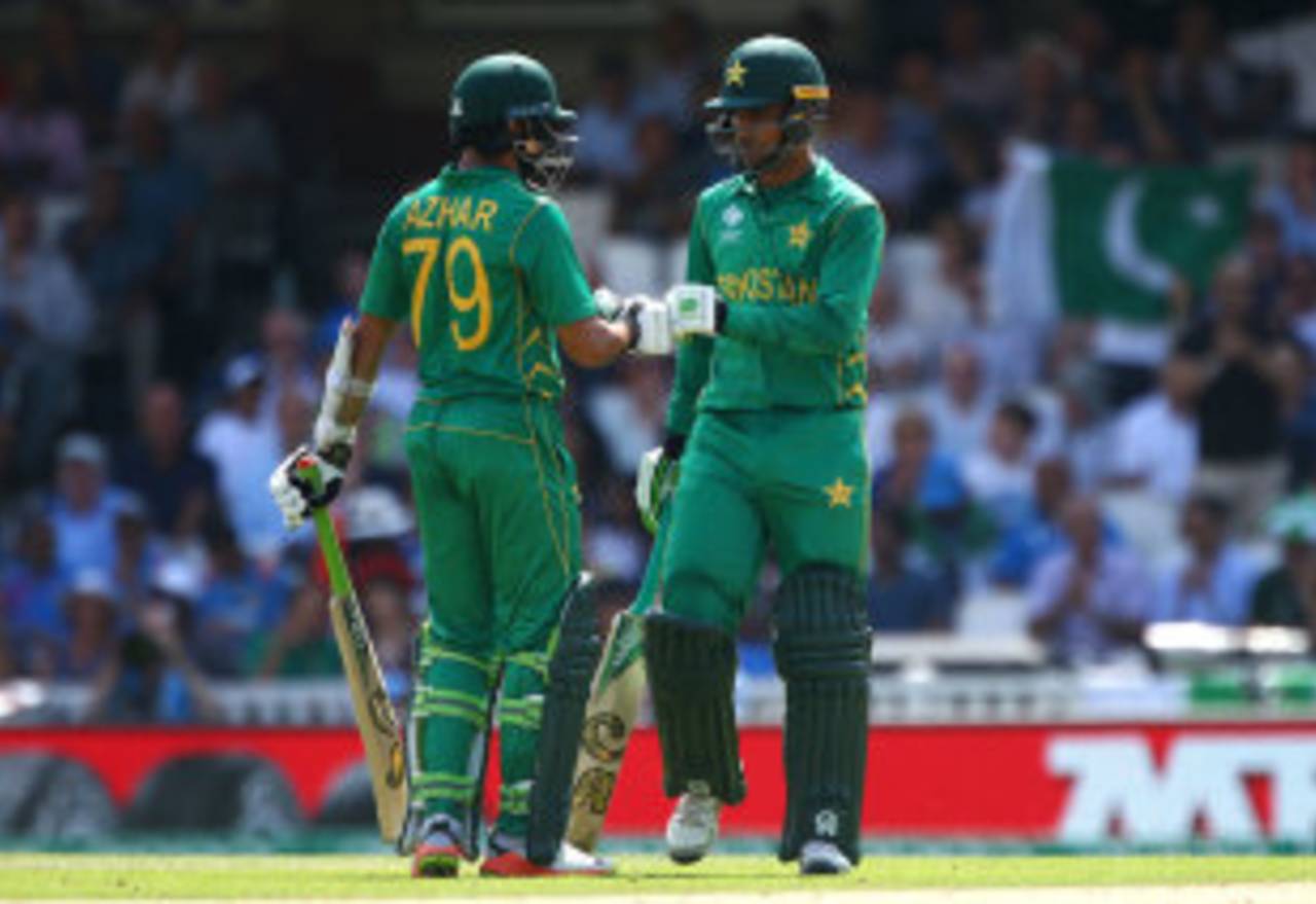 Azhar Ali and Fakhar Zaman added their second consecutive century opening stand, India v Pakistan, Champions Trophy 2017 final, The Oval, London, June 18, 2017