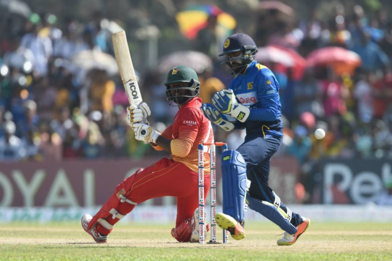 Solomon Mire's fourth half-century kept Zimbabwe alive in a stiff chase, Sri Lanka v Zimbabwe, 1st ODI, Galle, June 30, 2017