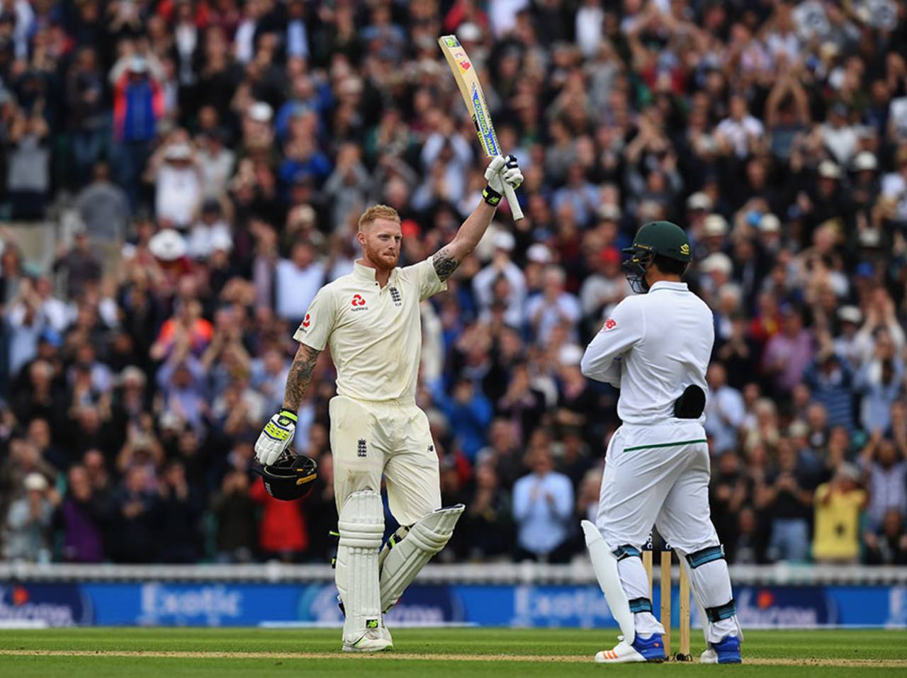 Ben Stokes celebrates his century, England v South Africa, 3rd Investec Test, The Oval, 2nd day, July 28, 2017