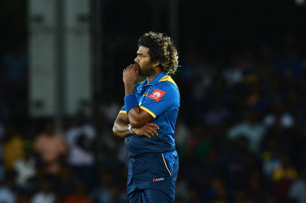 Lasith Malinga reacts to a boundary, Sri Lanka v India, 1st ODI, Dambulla, August 20, 2017