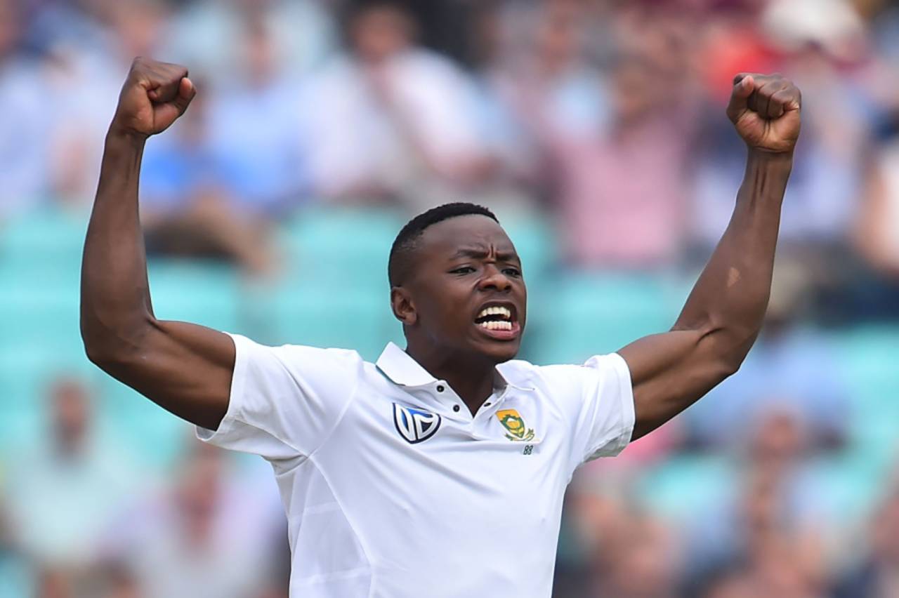 Kagiso Rabada celebrates a wicket, England v South Africa, 3rd Investec Test, The Oval, day two, July 28, 2017