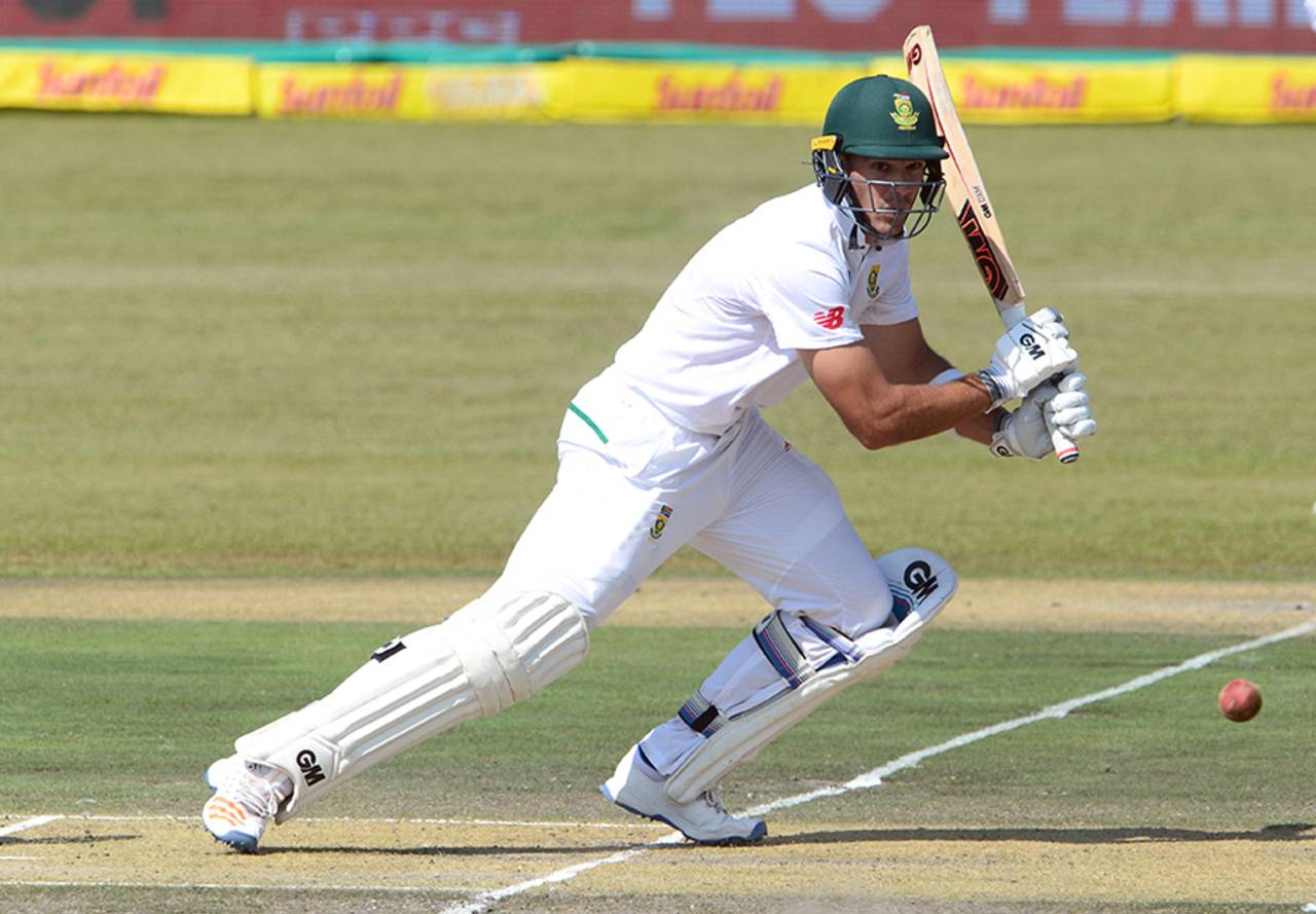 Aiden Markram plays off the back foot, South Africa v Bangladesh, 1st Test, Potchefstroom, 1st day, September 28, 2017