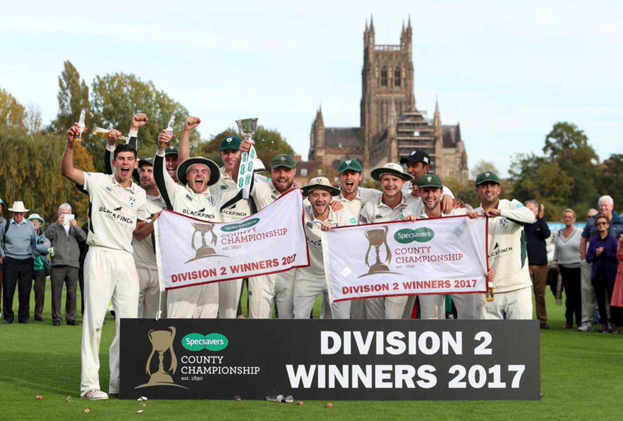 Worcestershire celebrate winning the Division Two title&nbsp;&nbsp;&bull;&nbsp;&nbsp;Getty Images
