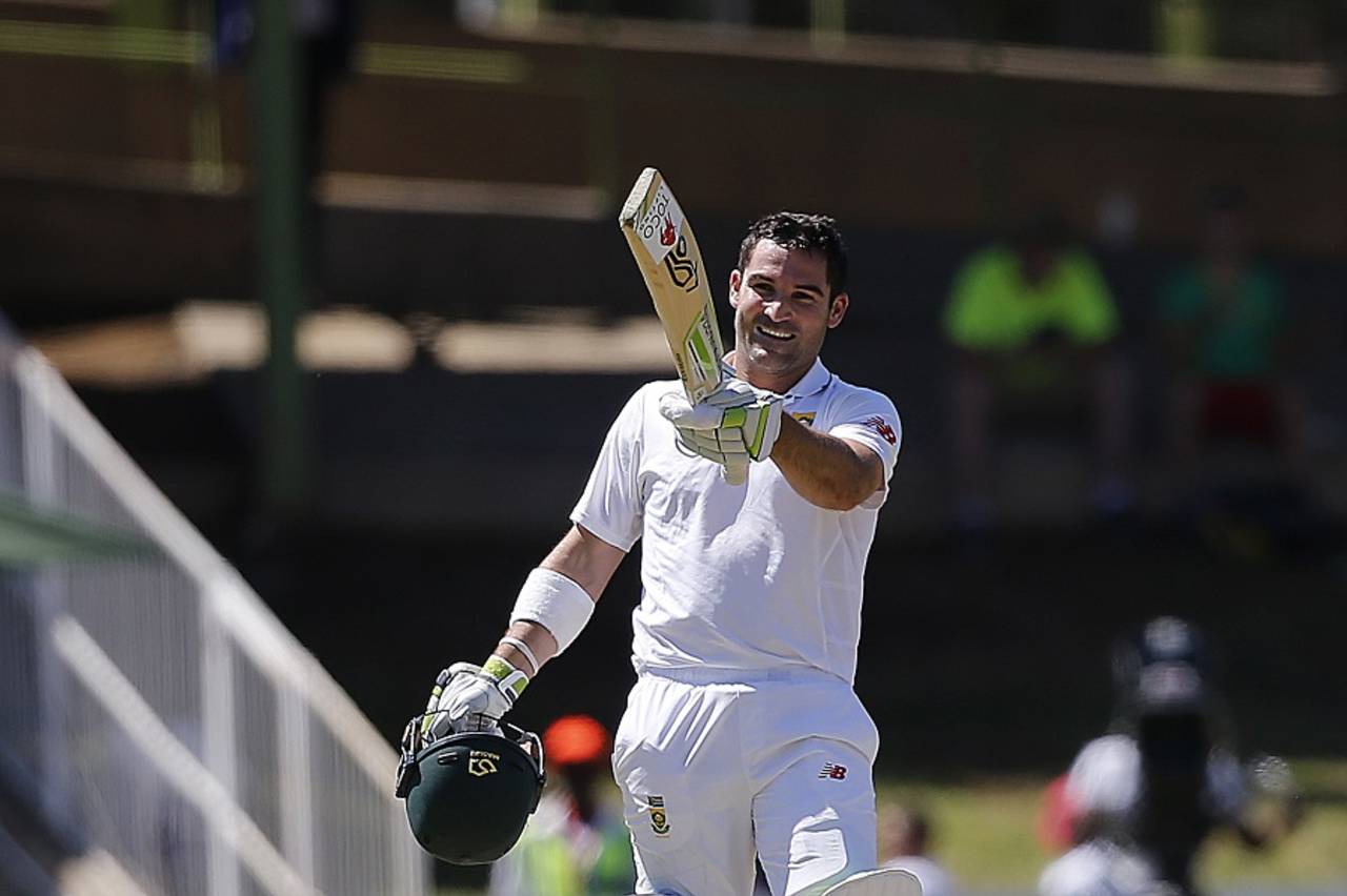 Dean Elgar celebrates his 10th Test hundred, South Africa v Bangladesh, 1st Test, Bloemfontein, 1st day, October 6, 2017