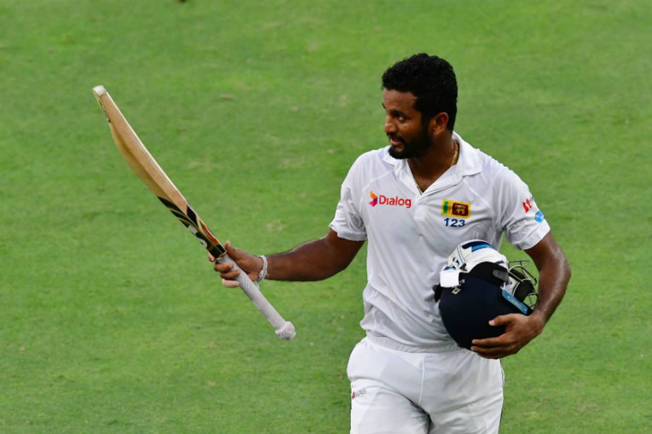 Dimuth Karunaratne achieved his career-best score of 196 in the first innings of the Dubai Test&nbsp;&nbsp;&bull;&nbsp;&nbsp;Getty Images
