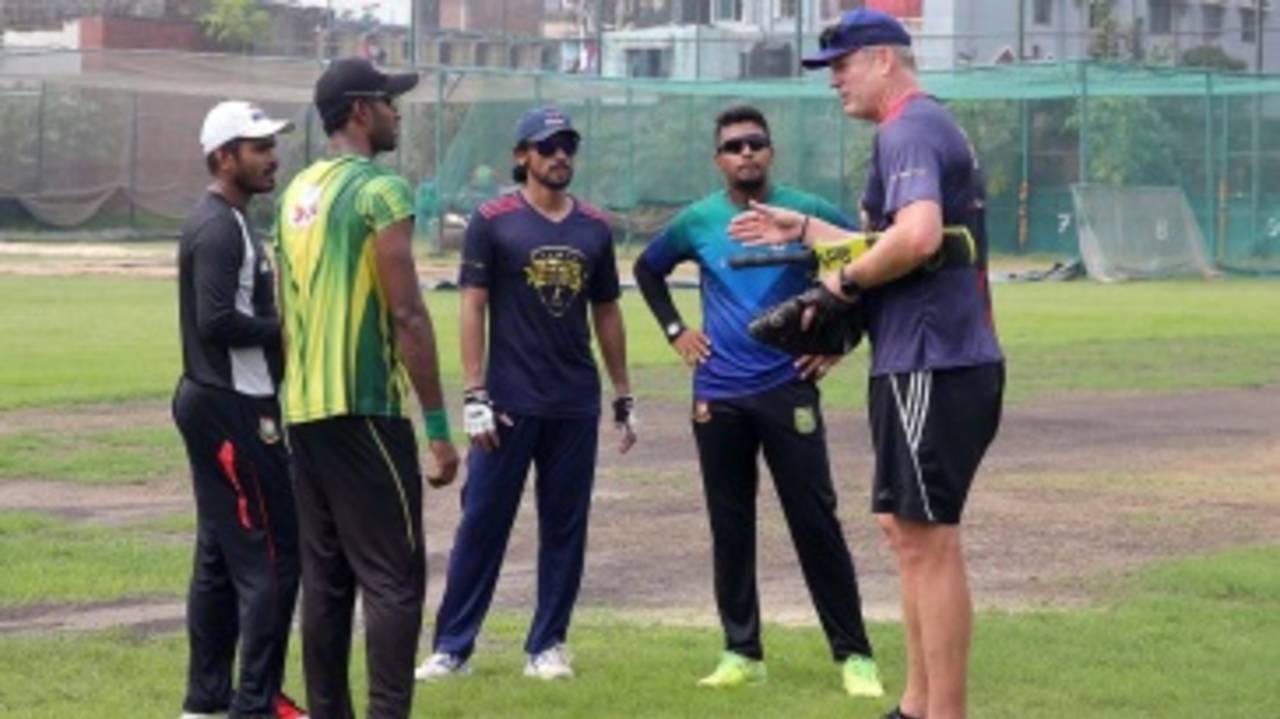 Tom Moody at a training session with Rangpur Riders players, Dhaka, October 25, 2017