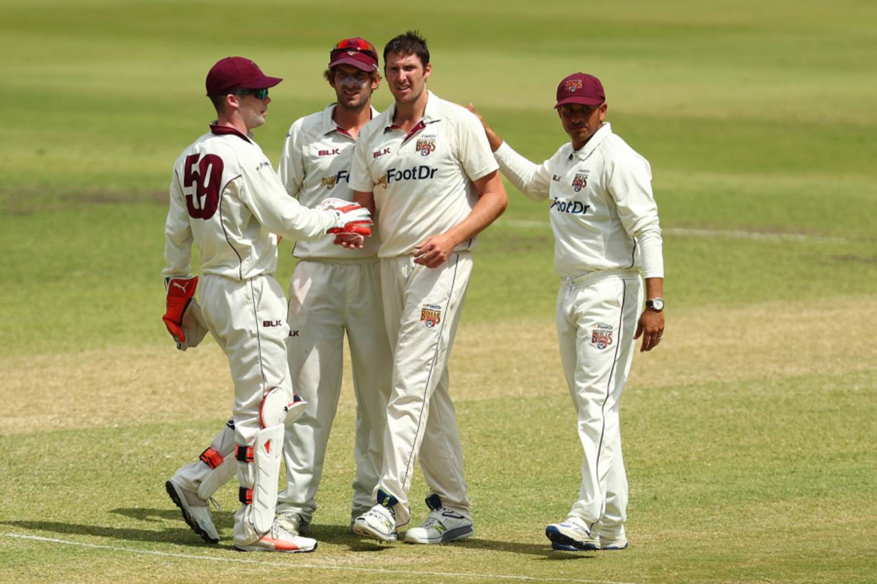 Luke Feldman celebrates the wicket of David Warner&nbsp;&nbsp;&bull;&nbsp;&nbsp;Chris Hyde/Getty Images