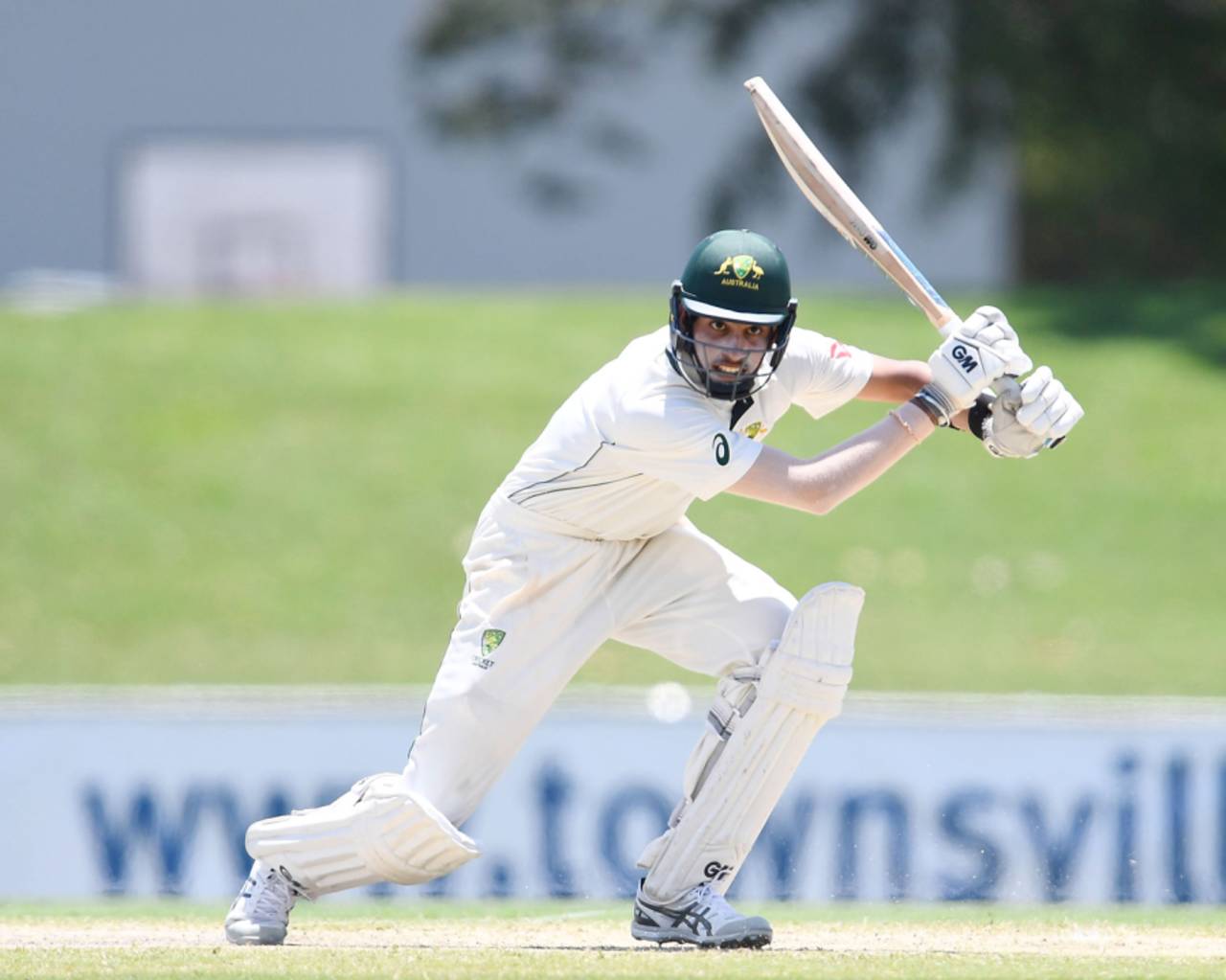 Jason Sangha bunts one away en route to his maiden first-class ton, Cricket Australia XI v England XI, Tour match, Townsville, 4th day, November 18, 2017